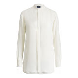 Banded-Collar Silk Shirt