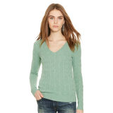 Cable Cashmere V-Neck Sweater