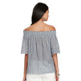Plaid Off-the-Shoulder Top