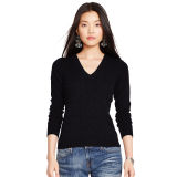 Cable Cashmere V-Neck Sweater