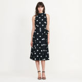 Polka-Dot Crepe Midi Dress