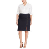 Lace-Up Denim Pencil Skirt