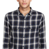 Plaid Cotton Twill Sport Shirt