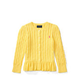 Cable Cotton Peplum Cardigan