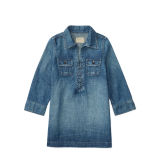 Lace-Up Cotton Denim Dress