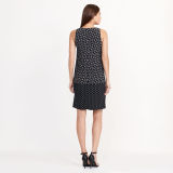 Pattern-Blocked Crepe Dress