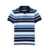 Striped Cotton Mesh Polo Shirt