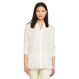 Banded-Collar Silk Shirt