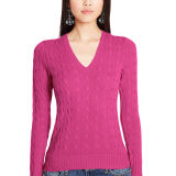 Cable Cashmere V-Neck Sweater