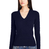 Cable Cashmere V-Neck Sweater