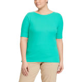 Stretch Cotton Boatneck Tee