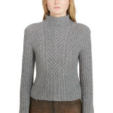 Aran-Knit Mockneck Sweater