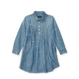 Pintucked Chambray Shirtdress
