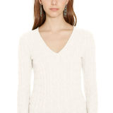 Cable Cashmere V-Neck Sweater