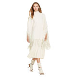 Fringe Wool-Blend Poncho