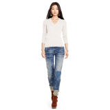 Cable Cashmere V-Neck Sweater