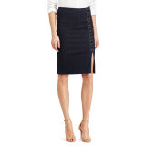 Lace-Up Denim Pencil Skirt