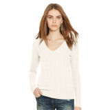 Cable Cashmere V-Neck Sweater