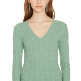 Cable Cashmere V-Neck Sweater