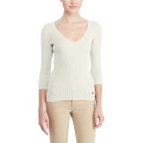 Cotton-Blend V-Neck Sweater