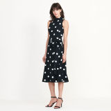 Polka-Dot Crepe Midi Dress