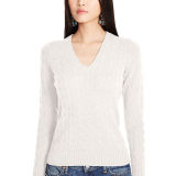 Cable Cashmere V-Neck Sweater