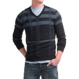 Toscano Newbury Plaid Sweater - Merino-Acrylic, V-Neck (For Men)