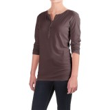 Six-Button Pima Cotton Henley Shirt - Long Sleeve (For Women)