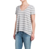 High-Low Striped Shirt - Cotton-Modal, Short Sleeve (For Women)