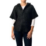 dylan Textured Poncho - Hooded, Short Sleeve (For Women)