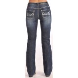 Rock & Roll Cowgirl Mid-Rise Bootcut Jeans - White and Turquoise Pocket (For Women)