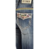 Rock & Roll Cowgirl Abstract Embroidered Jeans - Mid Rise, Bootcut, Faux-Flap Pockets (For Women)