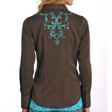 Panhandle Slim Retro Embroidered Shirt - Snap Front, Long Sleeve (For Women)