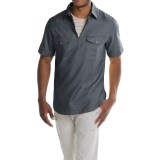 Woolrich Zip Neck Popover Shirt - Cotton-Linen, Short Sleeve (For Men)