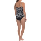 Caribbean Joe Grid Lock Fly Away Tankini Top (For Women)