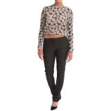 Olivaceous Jacquard Print Crop Sweater (For Women)