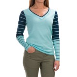 SmartWool Stripe Sweater - Merino Wool, V-Neck (For Women)