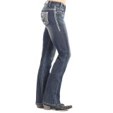 Rock & Roll Cowgirl Silver and Crystal Jeans - Low Rise, Bootcut (For Women)