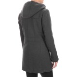 Cole Haan Hooded Duffle Wool Blend Coat - Leather Trim (For Women)