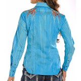 Rock & Roll Cowgirl Striped and Embroidered Western Shirt - Snap Front, Long Sleeve (For Women)