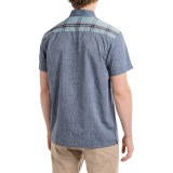 Bruno Space-Dyed Plaid Trim Button-Up Shirt - Short Sleeve (For Men)