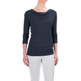 Workshop Republic Clothing Drape Neck Ribbed Shirt - Cotton-Modal, 3/4 Sleeve (For Women)