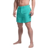 JACHS NY Solid Hampton Swim Trunks - Built-In Mesh Briefs (For Men)