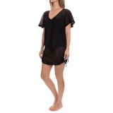 Dotti Cool Crochet Shirred Swimsuit Cover-Up Tunic - Short Sleeve (For Women)