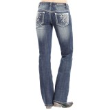 Rock & Roll Cowgirl Silver and Crystal Jeans - Low Rise, Bootcut (For Women)