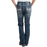 Rock & Roll Cowgirl Embroidered Rhinestone Jeans - Mid Rise, Bootcut (For Women)