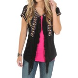 Wrangler Embroidered Fringe Cardigan Shirt - Short Sleeve (For Women)