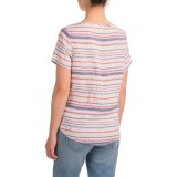 Artisan NY Linen Stripe T-Shirt - Crew Neck, Short Sleeve (For Women)