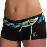 Maui & Sons Feline Stripe Boy-Short Bikini Bottoms (For Women)