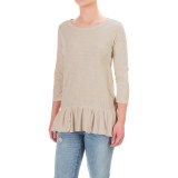 dylan Cotton Slub Shirt with Flounced Rib-Knit Hem - 3/4 Sleeve (For Women)